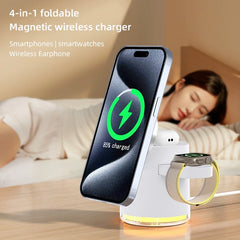 Ultimate 4-in-1 Qi2 Wireless Charger Dock with Night Light for MagSafe iPhone 16/15/14 Pro Max, AirPods Pro 2-8, and Apple Watch